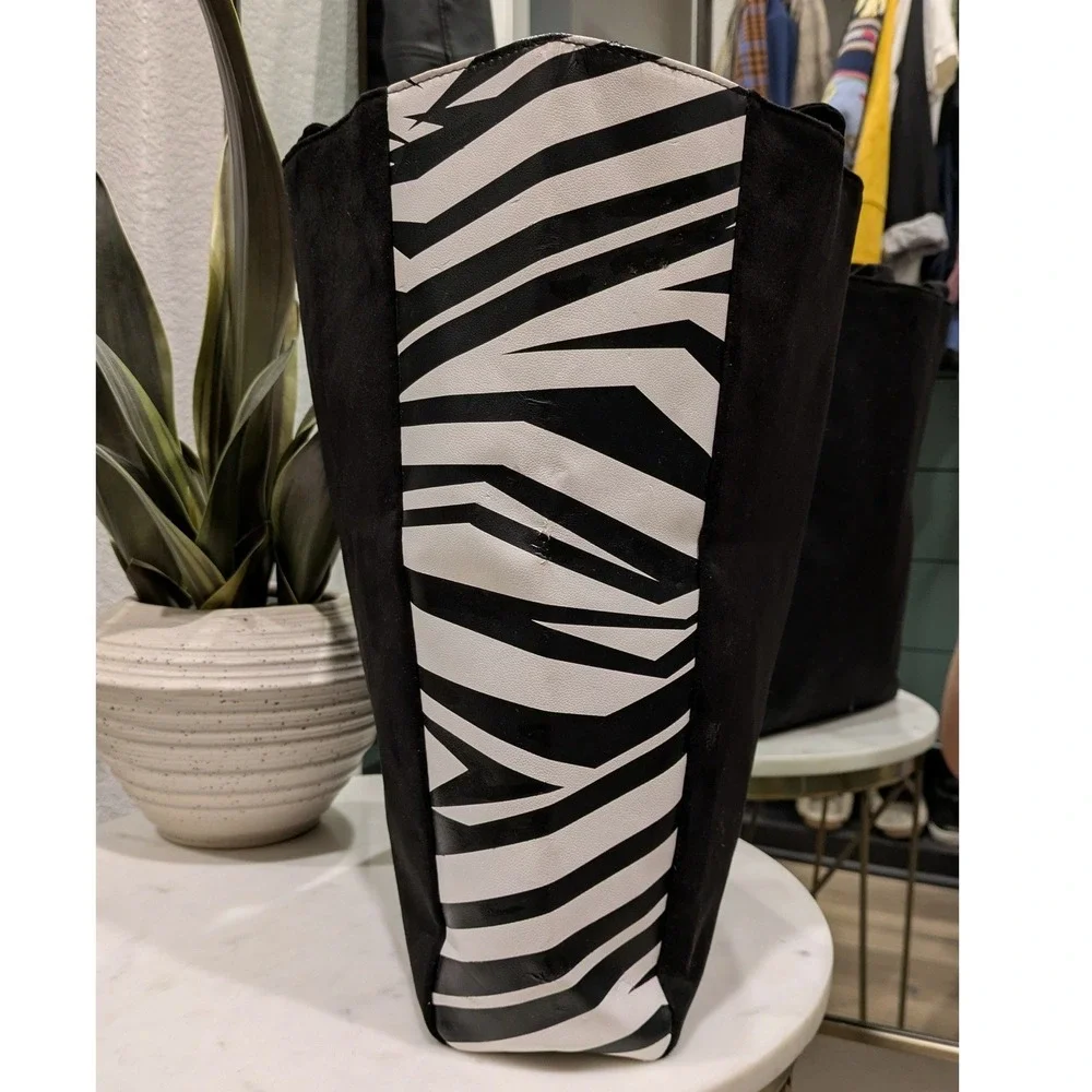 Balmain Parfums Black Zebra Print‎ Tote Bag Faux Suede BAZPA31